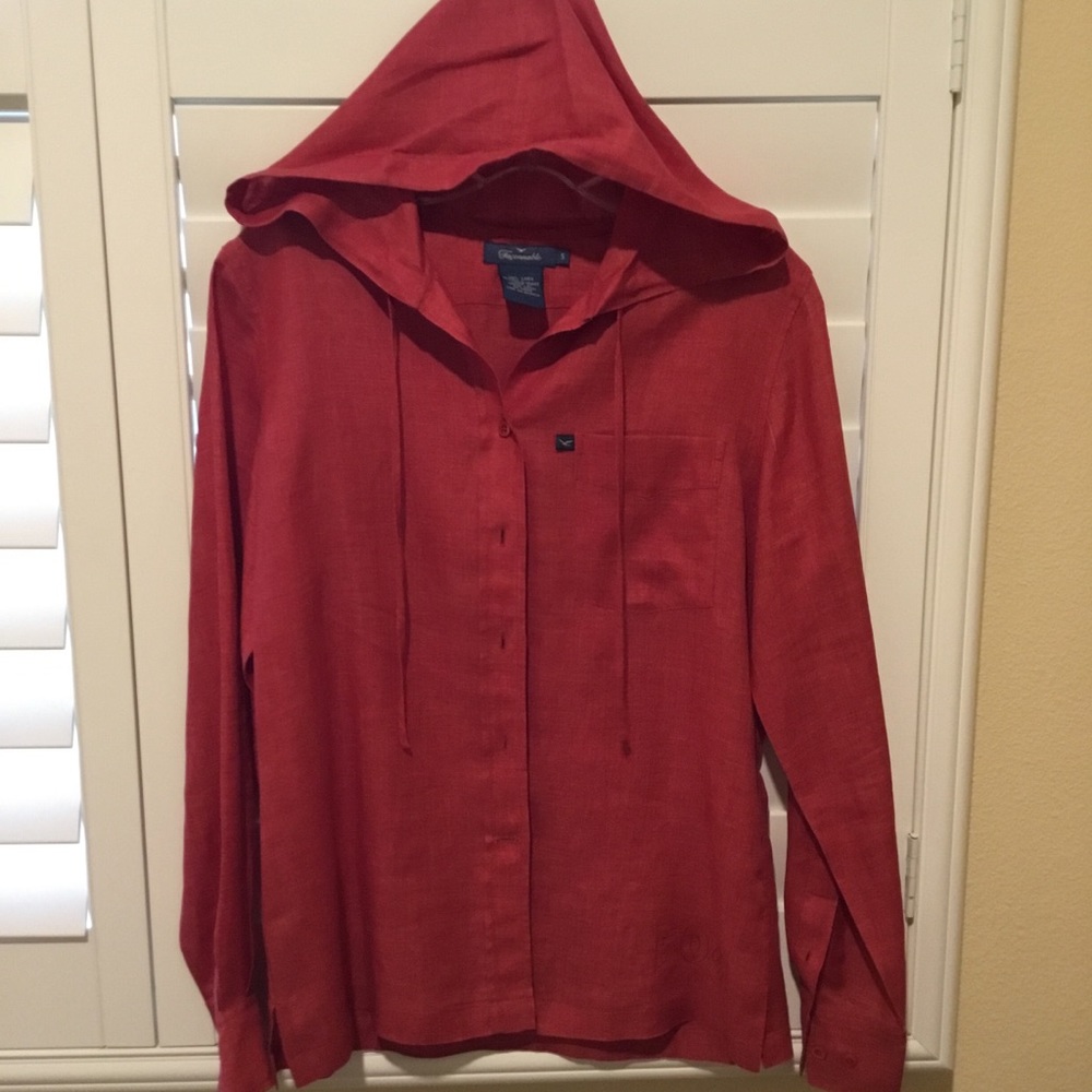 Faconnable linen hoodie top size small